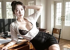 In the Empty Encounter Room This babe Sat on My Lap and Rode Me Until Her Taut Oriental Aperture Was Full of Cum [AI]