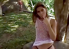 two stunning shemales posing cocks outdoor