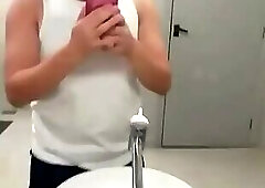 I almost got caught exposing myself in the gym bathroom, and the guys almost caught me.