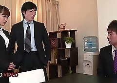 Anju Akane's Steamy Office Adventure: A Scandalous Threesome With Two Men