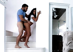 Exotic looking teen Claire Black fucked all over the house