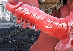 Karlach jerks off her huge dick  3D