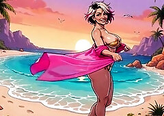 Toon style AI milfs with incredible bodies at the beach flashing and stripping and teasing. Actually sexy but softcore with a precious diversity of ch