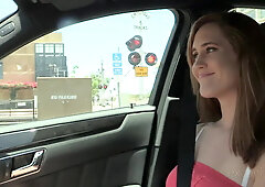 Adorable college blonde licking her candy