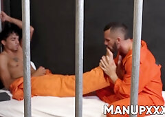 Marco Lorenzo teases with his tongue as he licks Amone Banes toes