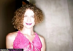 Older tgirl with a large schlong gets her butt screwed and filled with fake cum