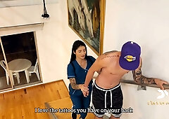 Colombian beauty Salome Gil and Danner Mendez share a steamy oiled massage with intimate spitting play