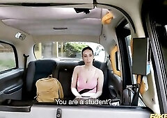 Cutey with incredible large natural boobs cheating with taxi driver - Fake Taxi