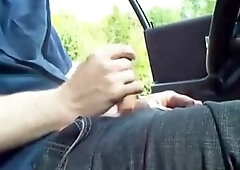 Reststop jerk-off in car