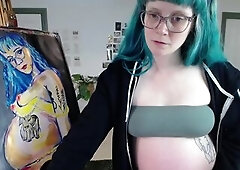 Painting a preggy self portrait