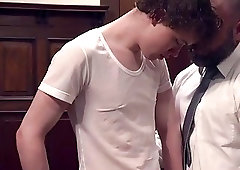 Naughty priest fills a guy's butt with his thick meat