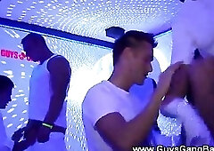 Hungry jock sucks cock after dancing in the hot club