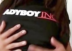 Flat chested Asian ladyboy takes it in the ass hard