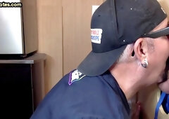 Gloryhole amateur mature deepthroats cock in home video