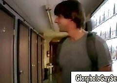 Gay guy jerks off after sucking cock