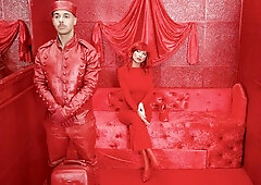 Red doll with big boobs Shalina Devine fucked from behind in the red room