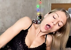 A wet mother i'd like to fuck shows how this babe pleases herself with a large rubber knob and cums