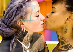 Lesbian Tattooed Strap-on Piss soaked Fucking