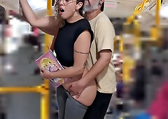 Young whore student gets fucked by an older guy right on the bus in public