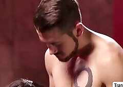 Horny Dude enjoys whenhe starts banging TGirl Khloe Kay from behind