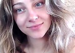 Polish blonde with blue eyes is about to show her sexy bra on live cam