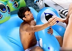 Aiden Ward and Nico Leon in a wild gonzo scene featuring some anal fun and blowage