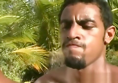 Unique gangbang sandwidch in a forest