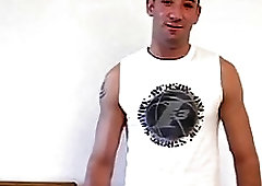 Macho jock with a foot fetish undresses