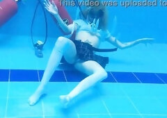 Sexy slender blond pool scuba Fresh scene w49