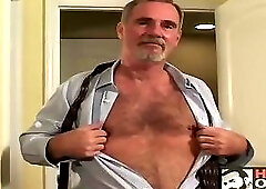 Karl Williams Stripping Out Of His Suit And Then Jacking Off In Bed