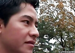 Awesome gay threesome with guys sucking hard cock