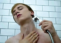 skinny twink liam p takes a hot bath while stroking his hard cock in solo scene