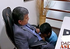 Office stud having anal sex with cute Japanese twink