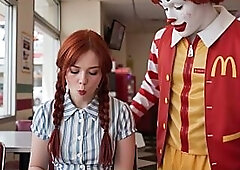 Pippi came to McDonald's to eat a burger, but Ronald had other plans for her!! (Ai generated)
