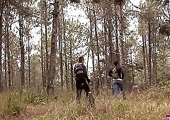 Adventurous twinks find a spot in the forest for hardcore fucking