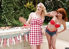 Shemales Erica Cherry and Ariel Demure banging the CIS bitch from next door