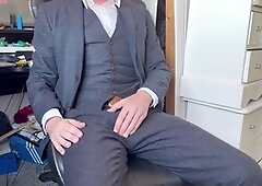 Dirty talking and vocal stud pleasures himself in a suit, obeying every command