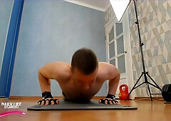 Thrust-ups from the floor. Cowers. Glamour lingerie