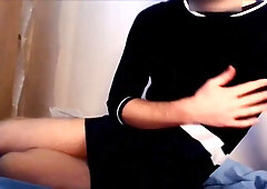 Assistant crossdresser in cute sundress