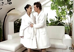 For the sake swimming in pool girl does it with old homeowner