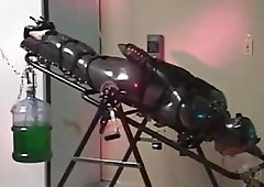 Bound slave in latex endures extreme training BDSM fetish porn