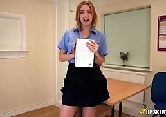 Flirty babe Scarlett Jones shows of her yummy pussy and panties upskirt