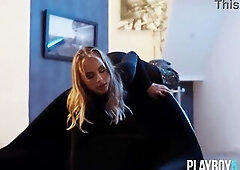 Bubble butt blonde porn star model exposes her luscious tattooed body