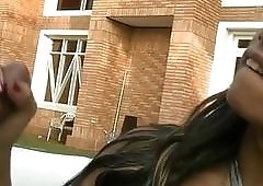 Alluring Tbabe with tan lines loves it in her bumhole