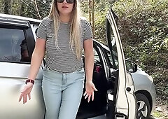 I was awaiting for my ally in the parking lot, but I just couldn't hold it any longer... My jeans got totally juicy! I tried to stay in control, 