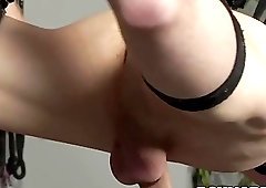 Submissive twink feels the pleasure while getting a handjob