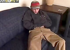 Amazing blond boy whit big dick handjob and cumshot