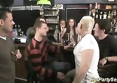 hawt sexy blond teen gets group-fucked at the cocktail bar