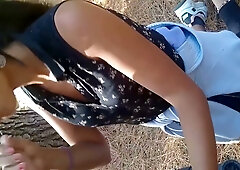 Chilean beauty swallows deep and takes a facial in the forest