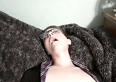 Wife screws herself with massive sex toy to climax